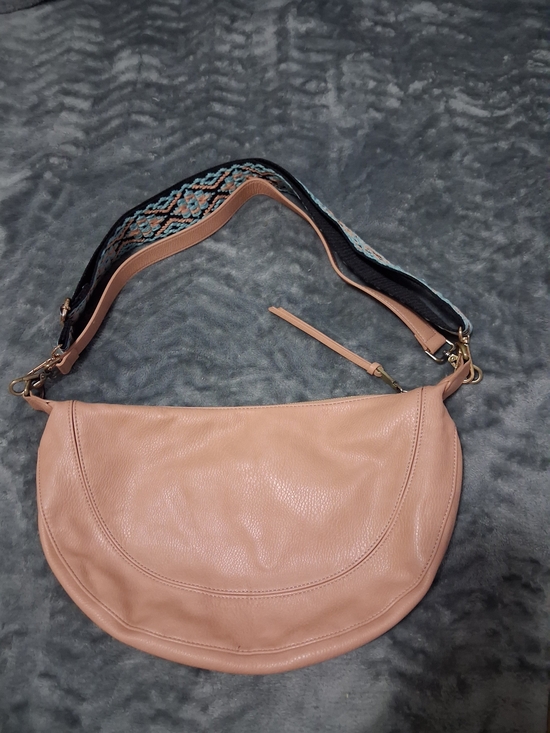 Anthropologie Handbags - Anthropologie Urban Originals Blush Pink Crescent Shoulder Bag With Guitar Strap